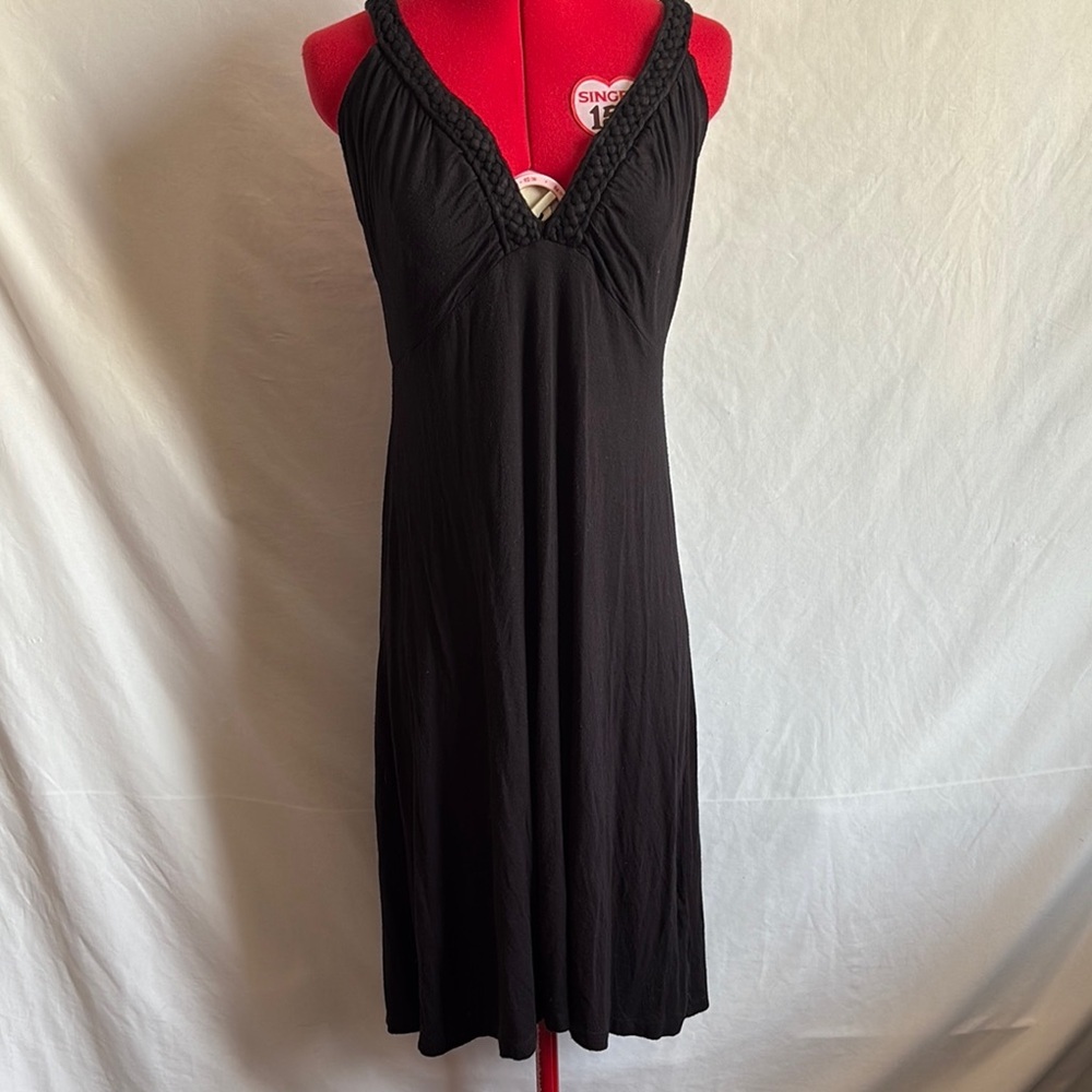 Fashion Bug Black Midi Dress with V-Neckline SM445